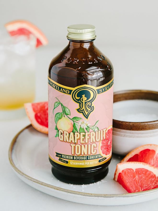 Portland Syrups Grapefruit Tonic Syrup - Craft Delicious Cocktails, Mocktails, Tea, Soda, Coffee Drinks, and More - 12 oz with 12 Servings (Pack of 1)