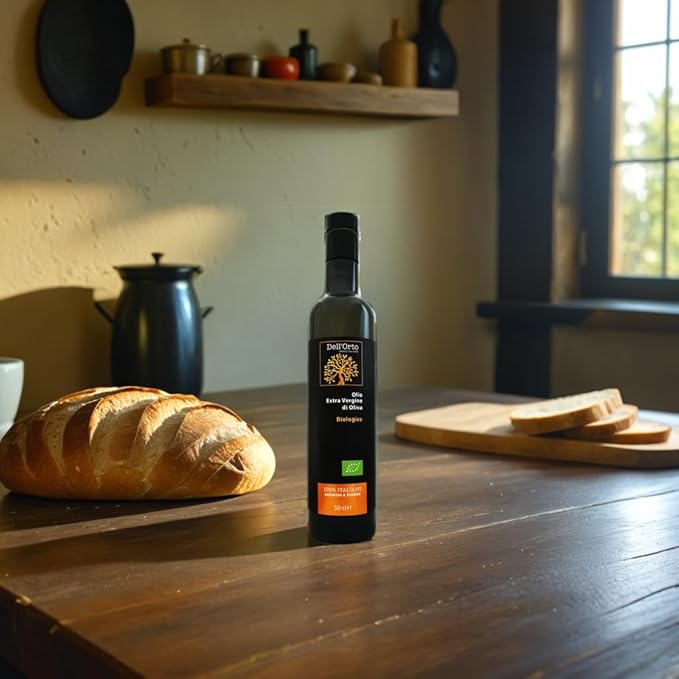 Dell'Orto USDA Organic Extra Virgin Olive Oil (500ml) | Gold Medalist NYIOOC 2025 | Sustainably Farmed, Cold Pressed Italian Olive Oil | Harvest Date, Dark Glass Bottle | 16.9 fl oz