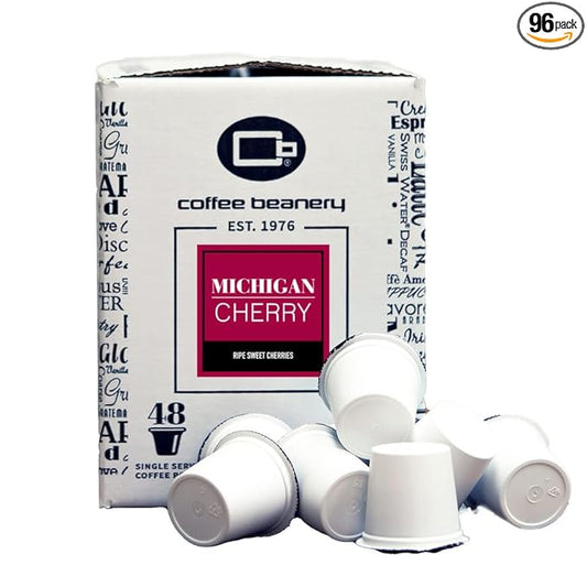 Michigan Cherry Coffee Pods by Coffee Beanery | 96ct Bulk Medium Roast Arbica Coffee