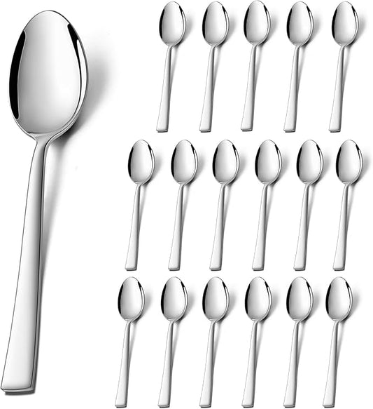 P&P CHEF Teaspoon Set (18 Pieces), 6.7" Stainless Steel Mini Tea Spoons, Premium Stirring Silverware, Kitchen Dessert Coffee Spoon Set, Mirror Finish & Dishwasher Safe
