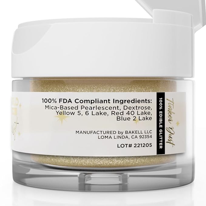 Bakell - Champagne Gold Tinker Dust (5g, 1x Jar) Edible Glitter for Food, Desserts, and Beverages!