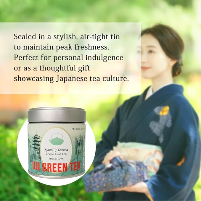 Premium Uji Sencha Green Tea ??Authentic Japanese Loose Leaf Tea from Kyoto, 1.41 oz (40g) Tin ??Freshly Harvested, Aromatic & Smooth Japanese food