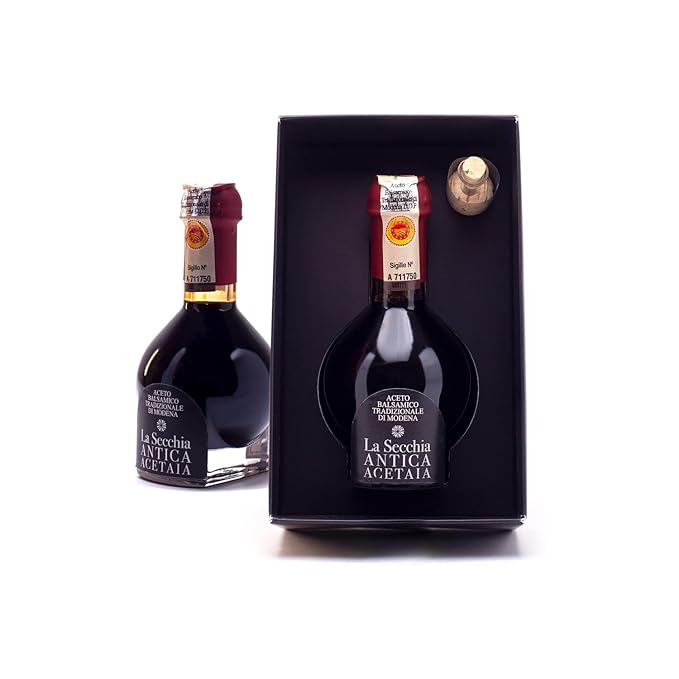 La Secchia - "Affinato", Aged minimum 12 Years, Traditional Aged Balsamic Vinegar of Modena DOP, 100 ml Bottle of Italian Balsamic Vinegar Aged, With Gift Box and Blown Glass Dispenser