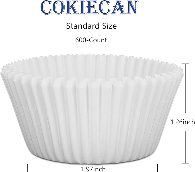 600 Pcs White Cupcake Liners Standard Size Baking Cups Food-Grade Greaseproof Paper Muffin Liners, No Smell Cupcake Wrappers for Wedding Birthday Party
