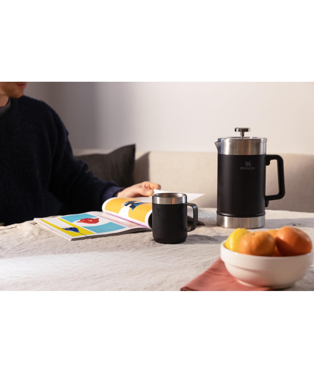 STANLEY Classic Stay-Hot French Press Coffee Maker 48 oz | 5 Minute Brew, 4 Hours Hot | Mesh Filter