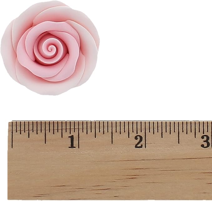 Global Sugar Art Premium Edible Roses, Pink, Unwired, Medium 1.5 inches, 12 Count by Chef Alan Tetreault