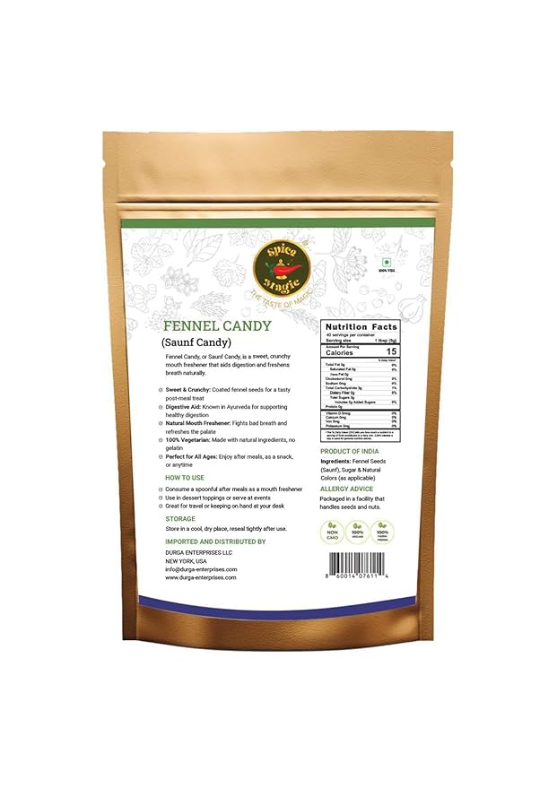 Spice Magic Fennel Candy ??7 oz (200g) | Sweet & Refreshing Mouth Freshener | Traditional Indian Saunf Mukhwas | Digestive Delight (7oz (200g), Fennel Candy)
