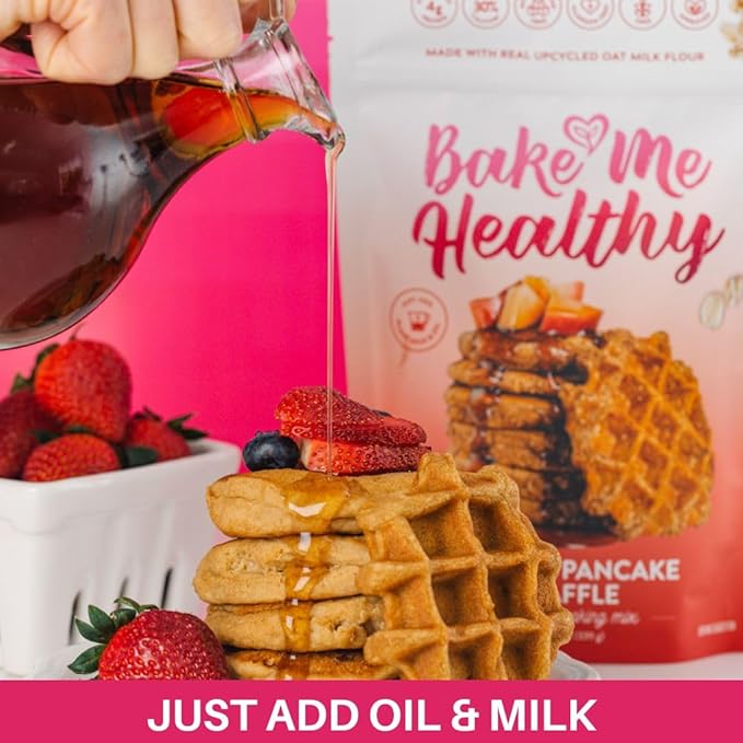 Bake Me Healthy Vegan Waffles & Pancake Baking Mix - Gluten & Dairy Free, Vegan, Non-GMO, Low Sugar, Allergy-Friendly, Plant-Based, Easy to Make, 12oz/ 339g Resealable Pouch (Pack of 1)