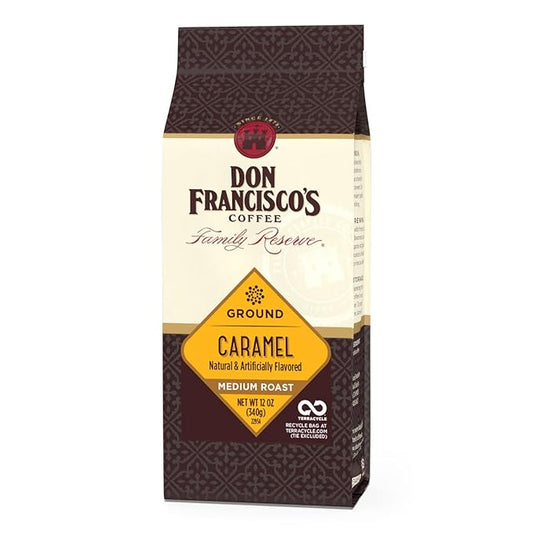 Don Francisco's Caramel Ground Coffee, Medium Roast ??Flavored 100% Arabica,12 oz Bag, Premium Coffee for Drip, Pour Over & French Press