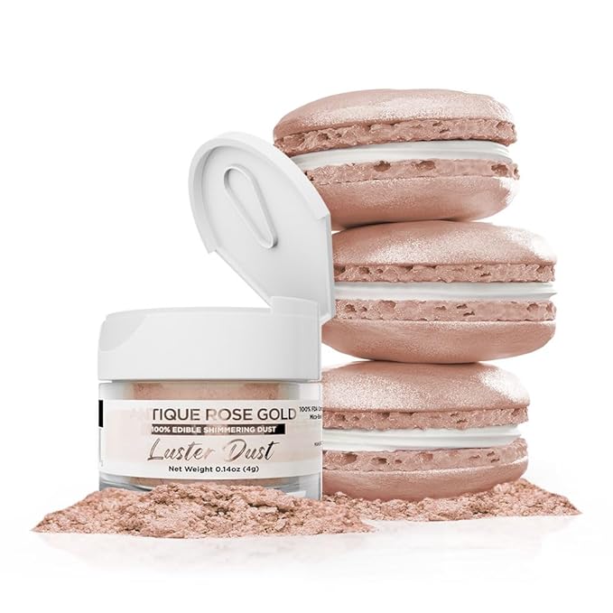 Luster Dust - Antique Rose Gold (4g 1x Jar) | Edible Vegan Dust & Paint for Cake Decorating, Ice Cream and Desserts by Bakell