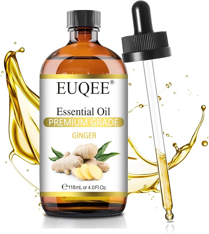 Ginger Essential Oil 118mL Pure Ginger Oil, Large Bottle Premium Essential Oil with Glass Dropper for Diffuser, Candle Making, DIY Soap - 4fl. oz