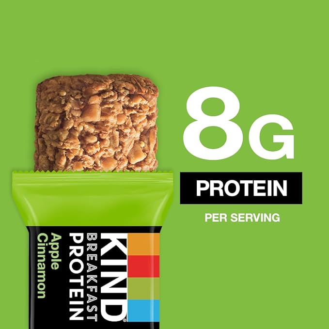 KIND Breakfast Protein, Healthy Snack Bar, Apple Cinnamon, Gluten Free Breakfast Bars, 8g Protein, 1.76OZ Packs, 30 Count