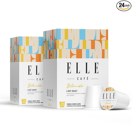 ELLE Café© Blonde Roast K-Cup Pods - 24 Count - 100% Arabica Coffee, Flavor Light Roast - Single-Serve Coffee Pods