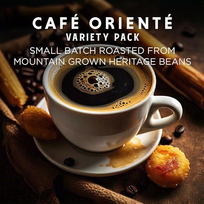 Oriente Variety Pack Instant Coffee, 40 ct, Cafe Oriente, Cafe Cubano, Cafe De Olla??100% Arabica Coffee, Instant Hot or Iced Coffee - Just add water