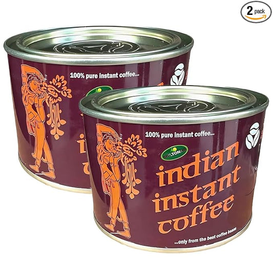 Miltonas Indian Organic Instant Coffee - Medium Roast Coffee Made From Robusta & Arabica Coffee Beans - Freeze Dried Instant Coffee For Office, Home - Taste Bud Exciting strong coffee (90g x 2 Pack)