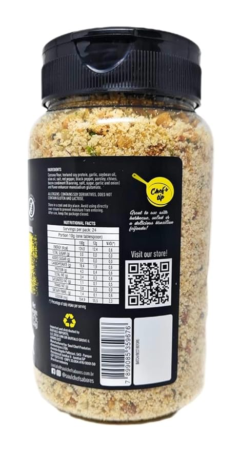 Soul Chef Seasoned Cassava Flour - Traditional - Farofa - Imported from Brazil - Delicious Flavor - Crispy Texture - Ideal On Steaks, Burgers, Sausages, Feijoada and Others.