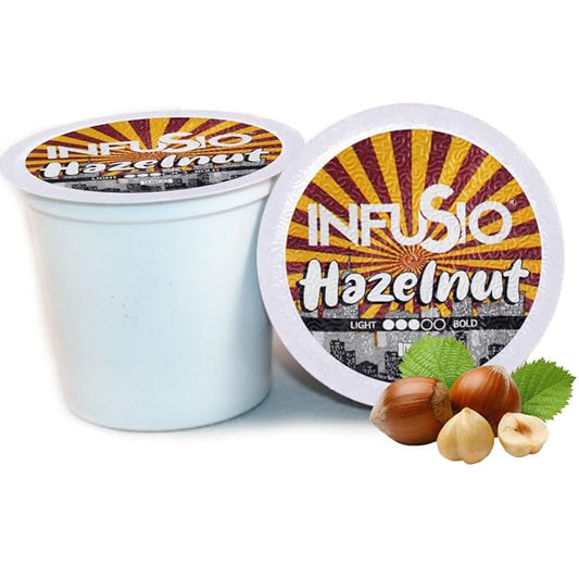 InfuSio Hazelnut Coffee Pods, Single Serve Coffee Pods for Keurig K Cups Brewers - Premium Roasted 96 Count