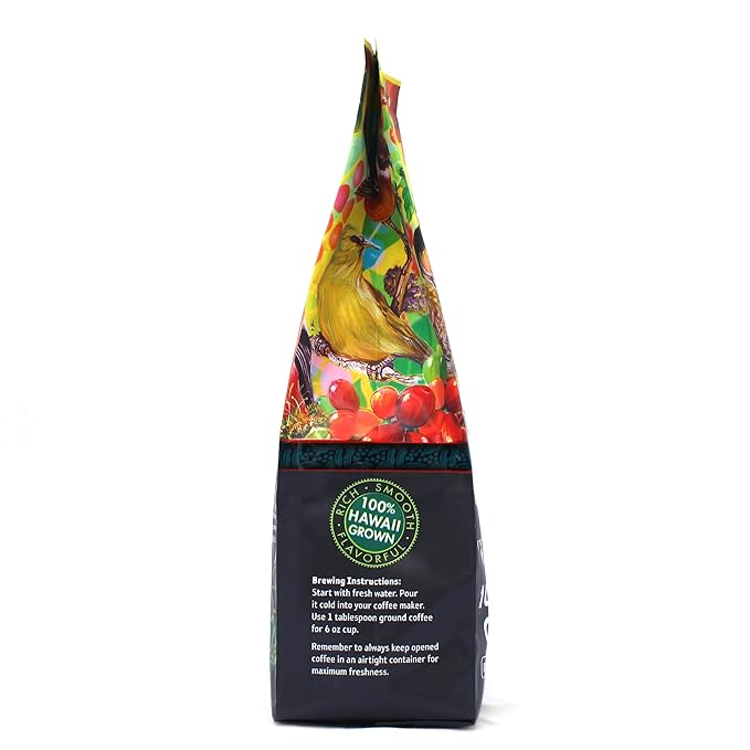 Ka'u Coffee Mill Estate Reserve Dark Roast Ground Coffee - Rich Chocolate Notes - Pure Ka'u Coffee - Specialty Roast - Handpicked Hawaii Grown Arabica Beans - Gourmet Small Batch Coffee - 8oz