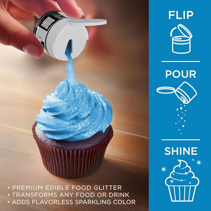 Bakell - Neon Blue Tinker Dust (5g, 1x Jar) Edible Glitter for Food, Desserts, and Beverages!