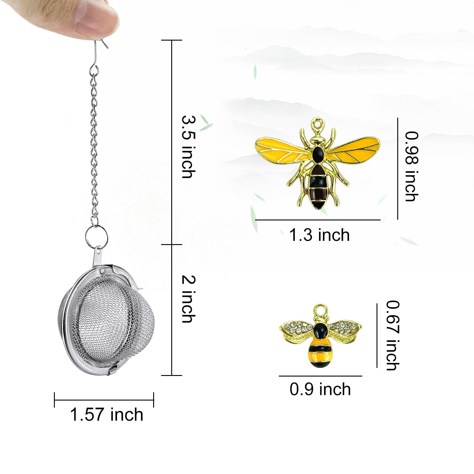 2PC Stainless Steel Mesh Tea Infuser,2.1 inch Tea Ball with Honey Bee