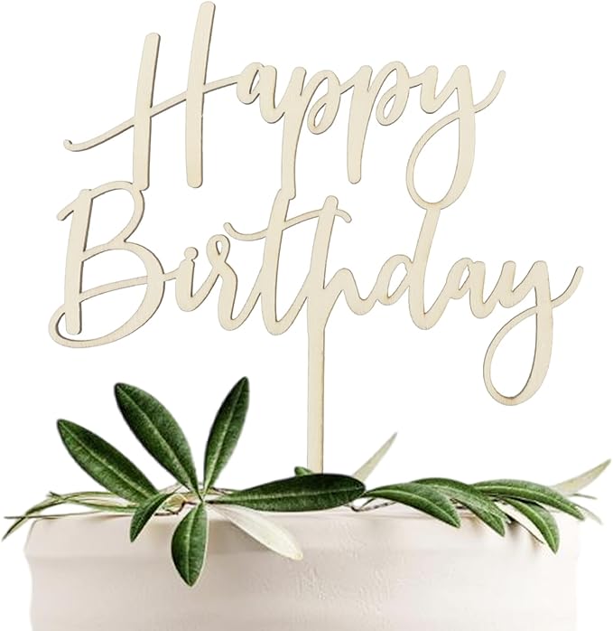 Wooden Happy Birthday Cake Toppers, Birthday Party Decoration Supplies, Premium Quality Decoration (Design 01)