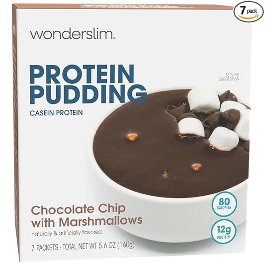 WonderSlim Protein Pudding, Chocolate Chip Marshmallows, Gluten Free, Low Carb (7ct)