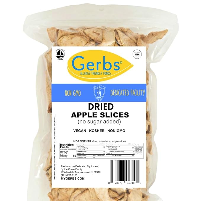 Gerbs Dried New England Apple Slices – 4 LBS. - No Sugar Added, Unsulfured & Preservative Free - Top 14 Allergy Free & Non GMO - Grown in USA