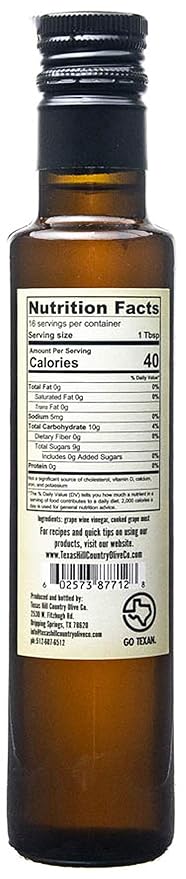 White Balsamic Vinegar - Gourmet Barrel Aged Balsamic Vinegar - Great for Dressing Dipping Glazing - No Artificial Flavors or Added Sugar - Made in Texas (8.5 oz)
