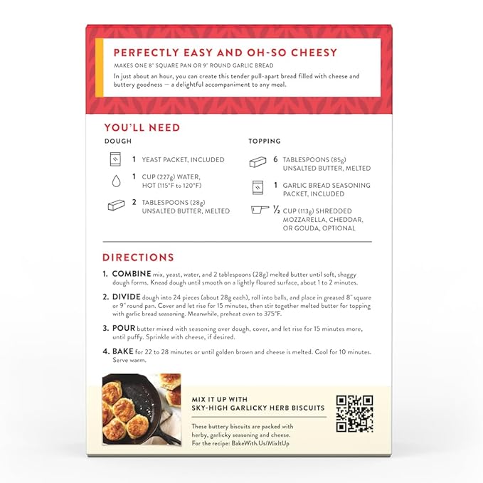 King Arthur Baking Company Pull-Apart Garlic Bread Mix Kit 15.25 oz., Baking Mix - Ready in 1 hour