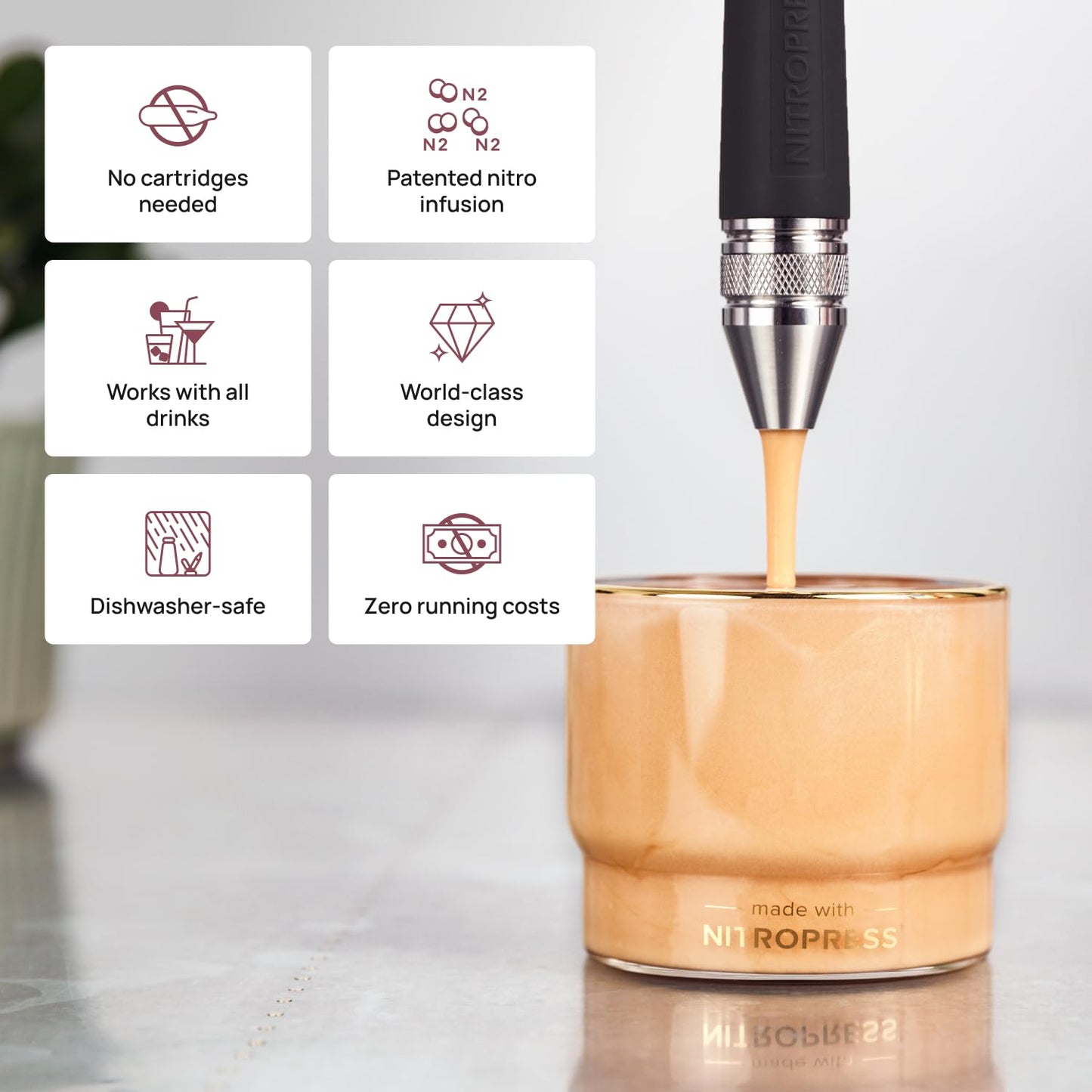 NitroPress DS Electric Nitro Cold Brew Coffee & Cocktail Maker Machine