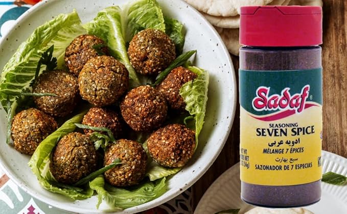 Sadaf Seven Spice - Seasoning 7 Spices for Cooking & Food Seasoning - Lebanese Blend of Spices - Middle East Lebanese Style - Kosher & Vegetarian - 2 Oz Bottle with Shaker Top