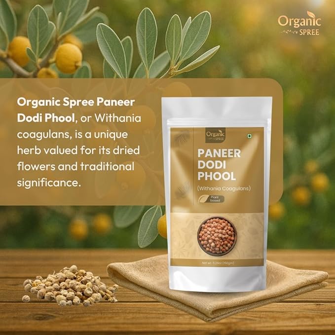 Organic Spree Paneer Dodi Phool 150g – Withania Coagulans – Pure Indian Rennet for Metabolic Wellness - Pack of 2