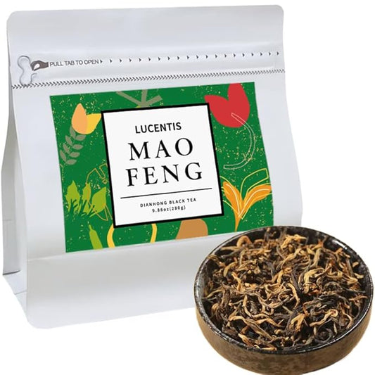Yunnan Dianhong, Mao Feng毛锋, Black Tea, 280g / 9.88oz ??Loose Leaf Chinese Red Tea with Bold Flavor and Full-Bodied Aroma