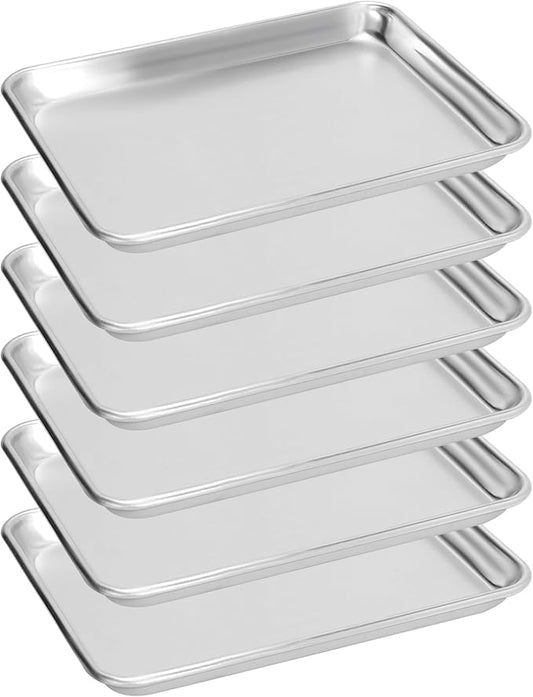 6 Pack Quarter Size Baking Sheet Pan, Aluminum Commercial Cookie Sheet Pan, Durable & Anti-Stick 13?쓝 10??,<div>