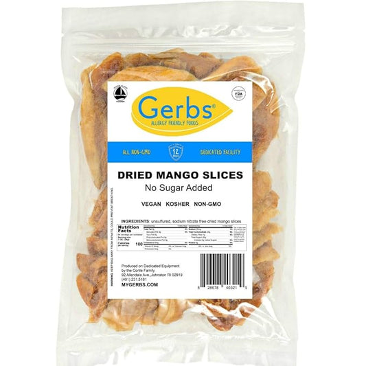 Gerbs Dried Mango Slices Unsweetened 4 lbs. | Dehydrated, Unsulfured, Resealable Bag | Naturally Chewy & Vibrant | Top 14 Allergen-Free