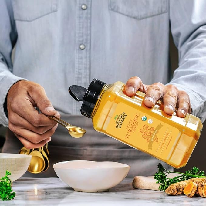 HQOExpress - USDA Certified Organic - Non GMO - Ground Turmeric Spice Powder Seasoning For Cooking - Sustainably Grown - Kosher - 18 oz. Chef Jar