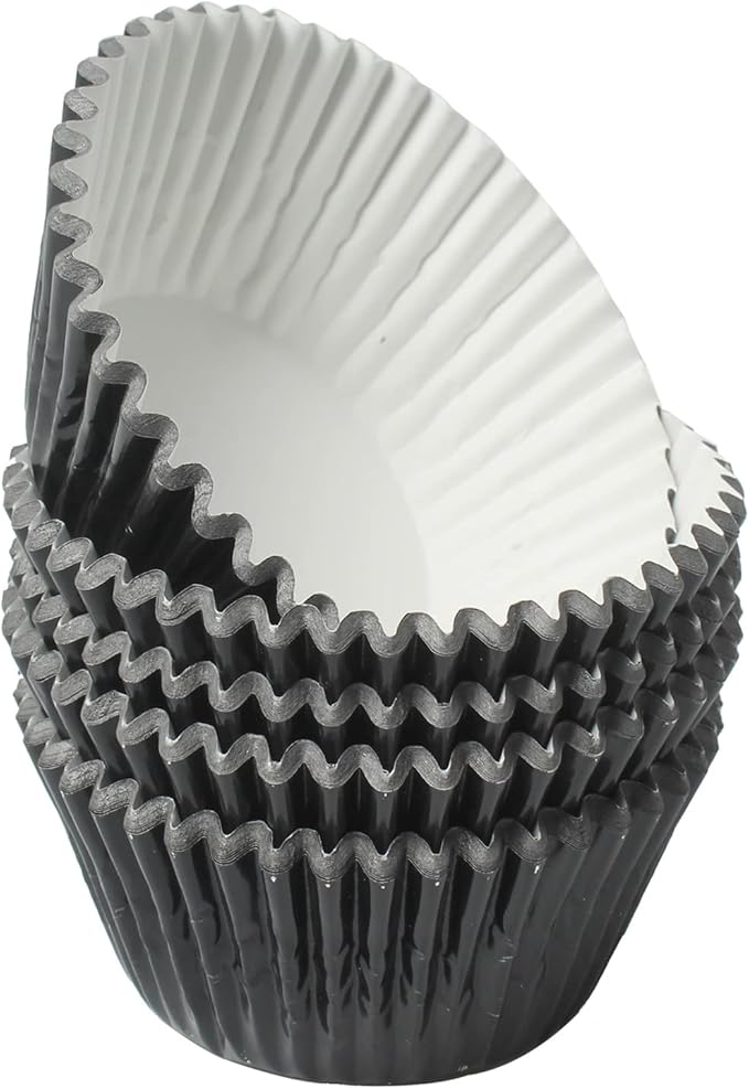 Black-Foil Cupcake Case Liners 100 Pcs Metallic Paper Baking Cups for Birthday Parties, Weddings or Baby showers ??,<div>