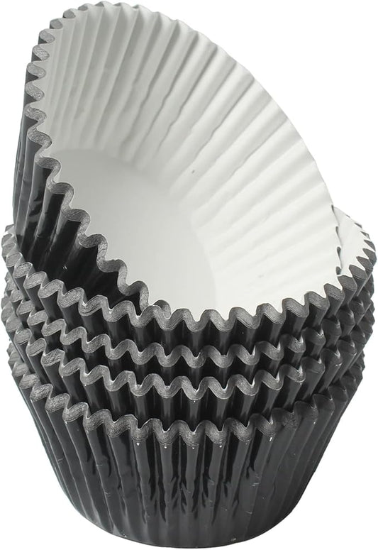Black-Foil Cupcake Case Liners 100 Pcs Metallic Paper Baking Cups for Birthday Parties, Weddings or Baby showers ??,<div>