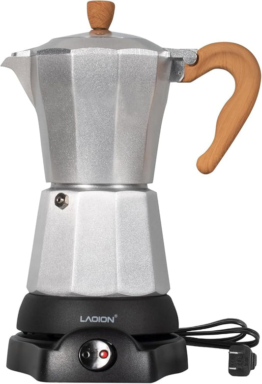 Cafeteras Electricas Modernas,6 Cup Portable Espresso Maker,300ml Moka Pot with Detachable Base & Overheat Protection, Great for Home竊똎ffice, or Travel, a Thoughtful Gift for Coffee Lovers