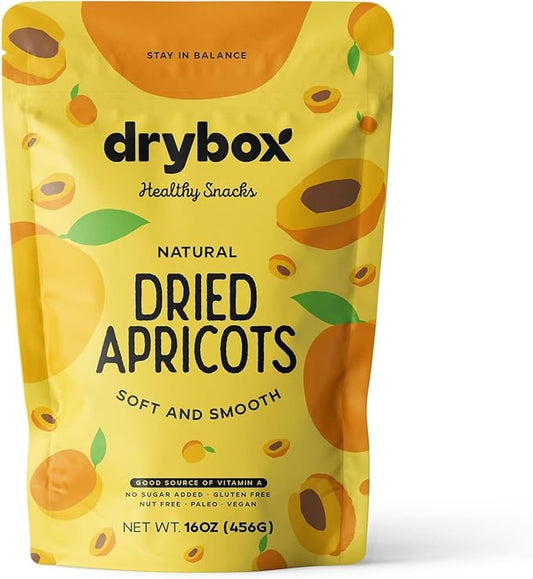 Drybox Dried Turkish Apricots No Sugar Added, Unsweetened Non-GMO | Dry Apricot Snacks | All Natural Mediterranean Dried Fruit Resealable 1 lb per pack - 1 Pack