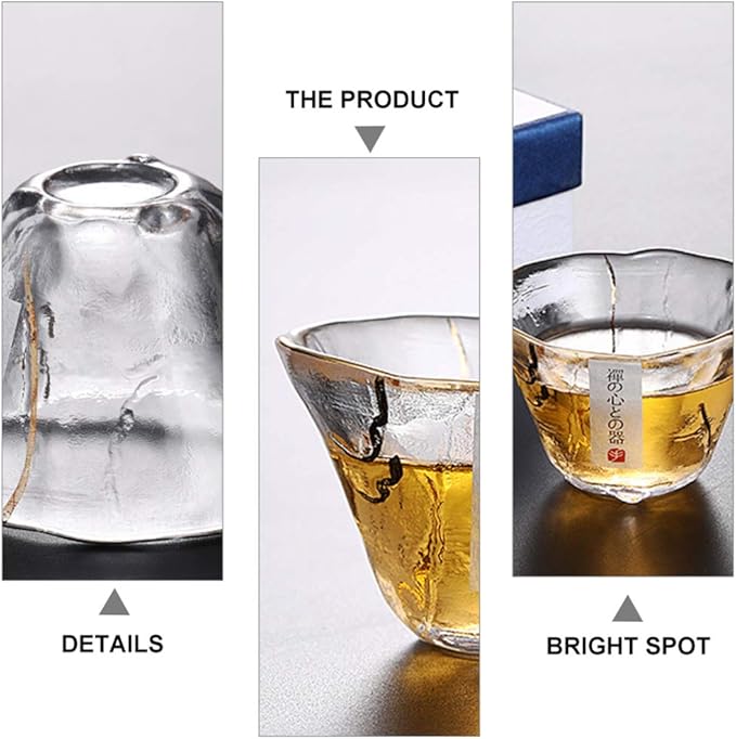 UPKOCH 4pcs Japanese-Style Sake Saki Cup Set, 2 Oz Glass Sake Cups Set，Clear Glasses Universal Drinking bottle for Cold and Hot, Tea, and Other Beverages, Ideal for Home and Restaurant Use