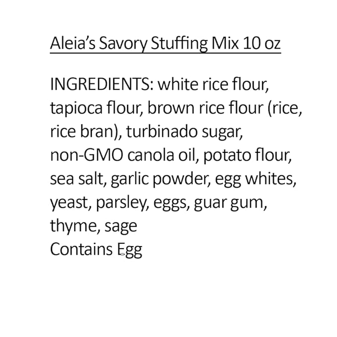 Aleia?셲 Gluten Free Savory Stuffing Mix ??10 oz (2 Pack) ??Classic Side Dish for Special Diets ??Corn Free, Soy Free, Dairy Free, Low Sodium, Non-GMO