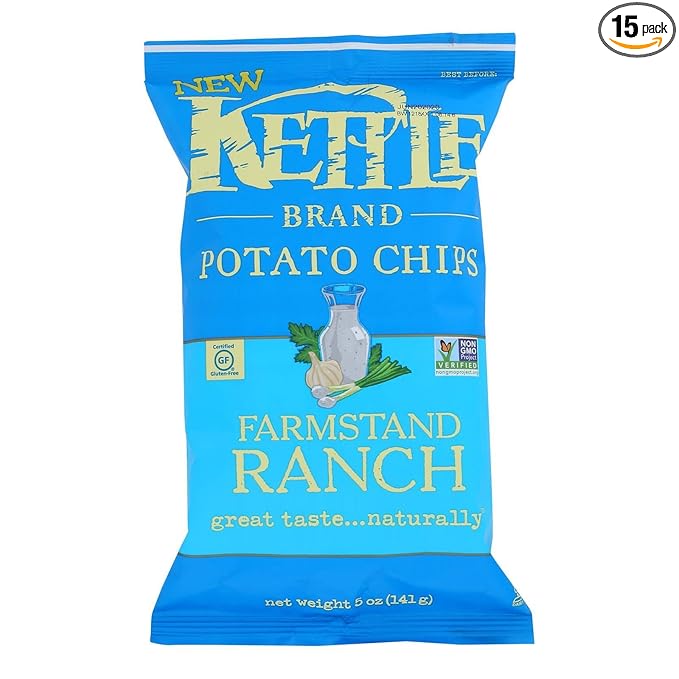 Kettle Farmstand Ranch Potato Chips, Non GMO, 5 Ounces (Pack Of 15)
