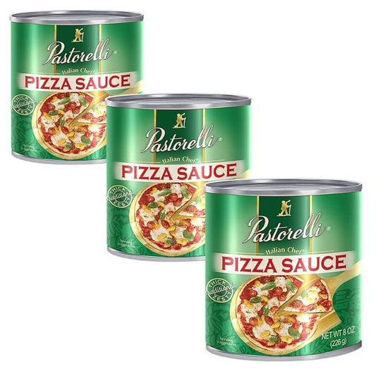 Pastorelli Pizza Sauce, Original Authentic Italian Pizza Sauce with Extra Virgin Olive Oil and Pecorino Romano Cheese Shredded, Since 1952 Family Pizza Sauce Recipe, 8 Ounce, 3-Pack