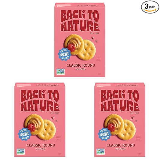 Back to Nature Classic Round Crackers - Dairy Free, Non-GMO, Made with Wheat Flour & Sea Salt, Delicious & Quality Snacks, 6.5 Ounce (Pack of 3)
