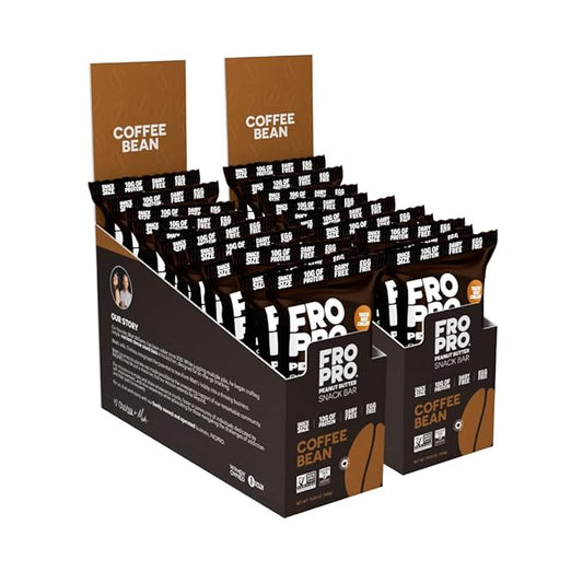 FROPRO Plant Protein Snack Bars - Plant Based Protein Bars, All-Natural, Gluten, Dairy, & Soy Free, High Protein Bars with Low Calories | Coffee, 24 Pack