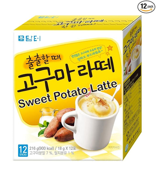 Damtuh Instant Sweet Potato Latte 18g x 12 Count - Powdered Sweet Potato Latte, Caffeine Free Meal Coffee Replacement