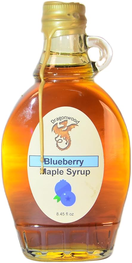 Blueberry Maple Syrup - For Pancakes and Waffles ??Made With Pure Maple Syrup And Natural Flavor - By Dragonwood (8 fl oz)