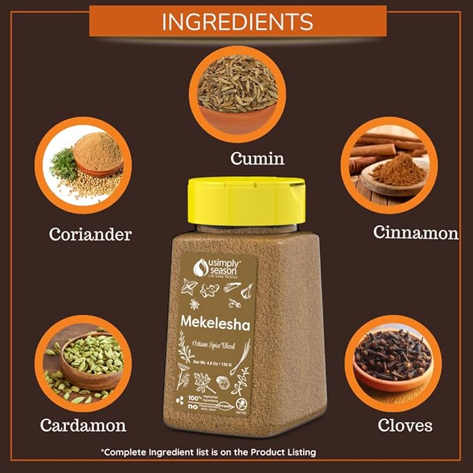 USimplySeason Mekelesha Spice, 4.8oz - Ethiopian Inspired Finishing Spice, Aromatic and Flavorful, Ideal for Stews and Soups, Vegan, Non-GMO, Crafted in the USA