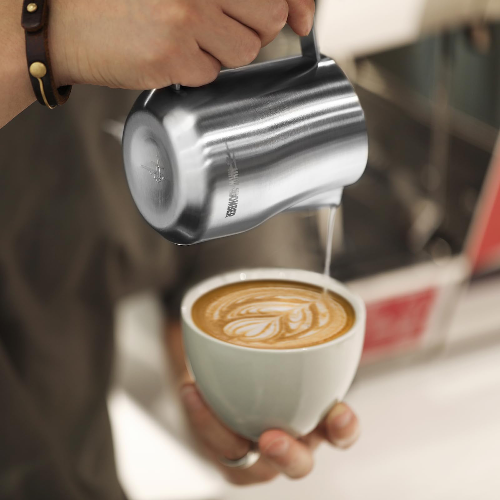 MHW-3BOMBER Milk Frothing Pitcher 12oz/350ml Milk Frother Cup Espresso Steaming Pitcher Stainless